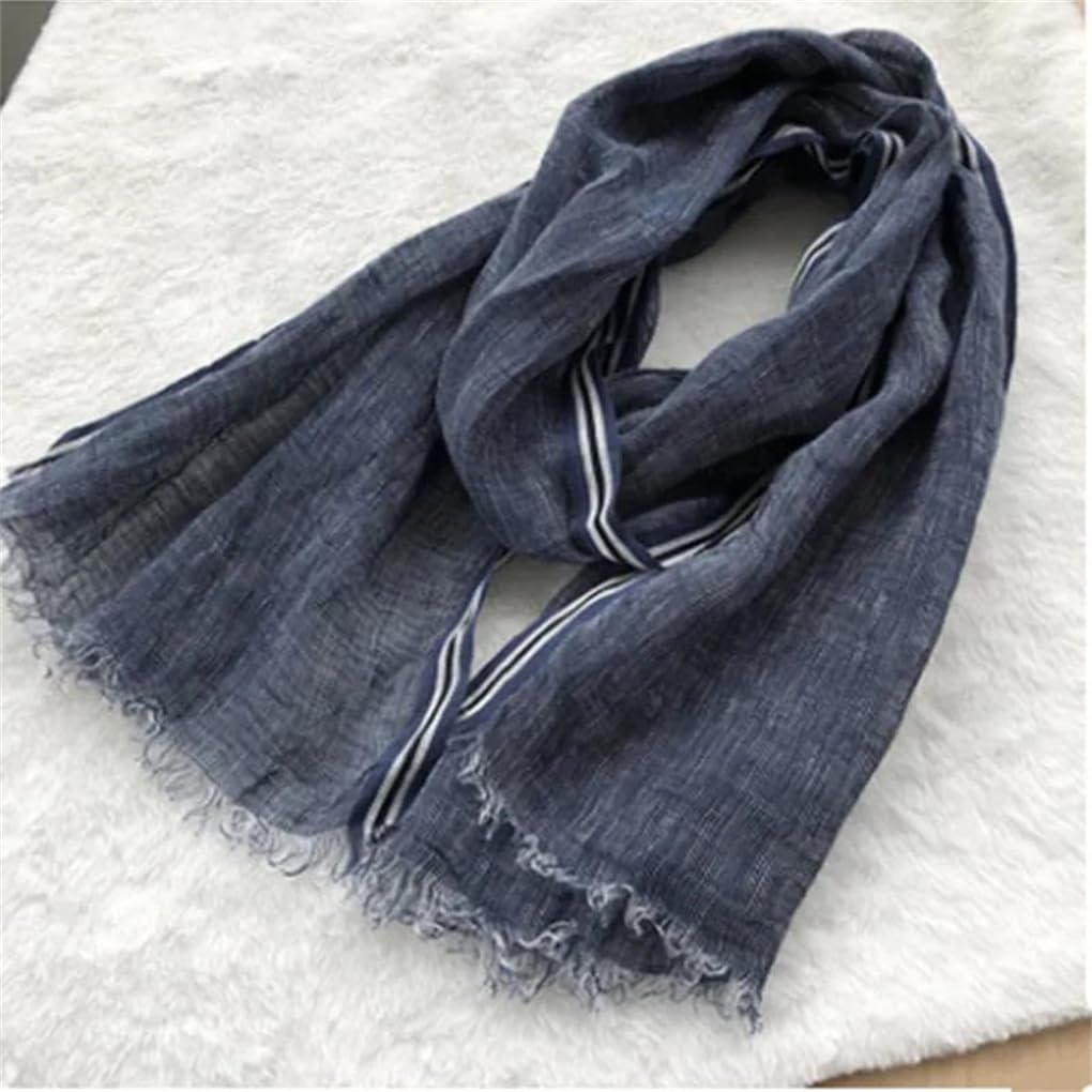 Men's Linen Scarf Solid Color Clause Shawl Soft Classic Warm Scarves