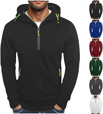 Quarter Zip Pullover Men Oversized Hoodie Tactical Workout Hoodies Military Jackets Work Light Sweatshirts Pockets