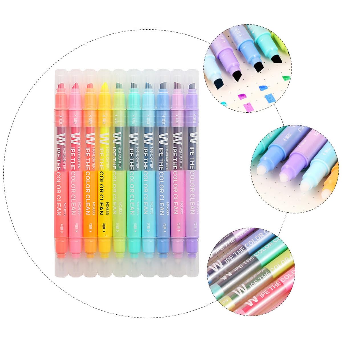 30pièces Stylos Marqueurs Effaçables à Double Couleurs Pastel Feutres à Écriture Lisse Pour Étudiants Pratique Pour Bureau Et