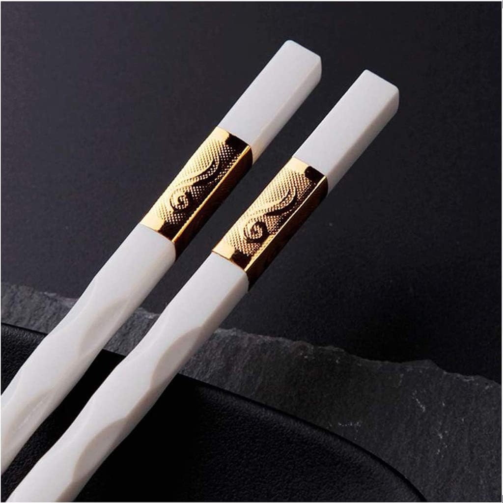 chop Sticks Lot de 6 Baguettes réutilisables, 10 Paires de Baguettes Blanches jases, Chinoises et coréennes, Cadeau, Baguettes carrées en Fibre de Verre réutilisables (Couleur : 2, Taille :)