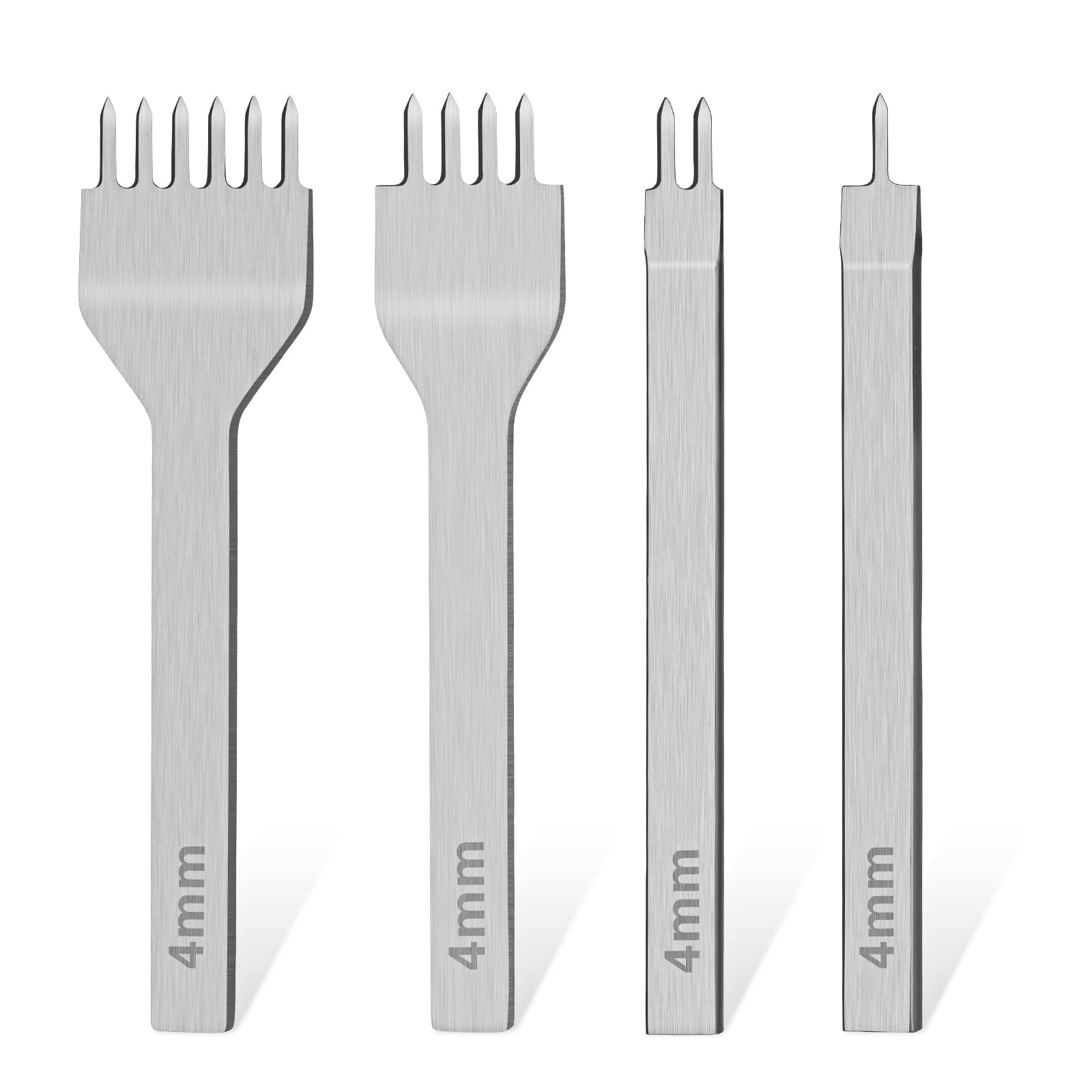 Easusy 4Pcs Prong Lacing Stitching Tools, 1/2/4/6 Leather Punch DIY Leather Craft (Sliver/4mm)