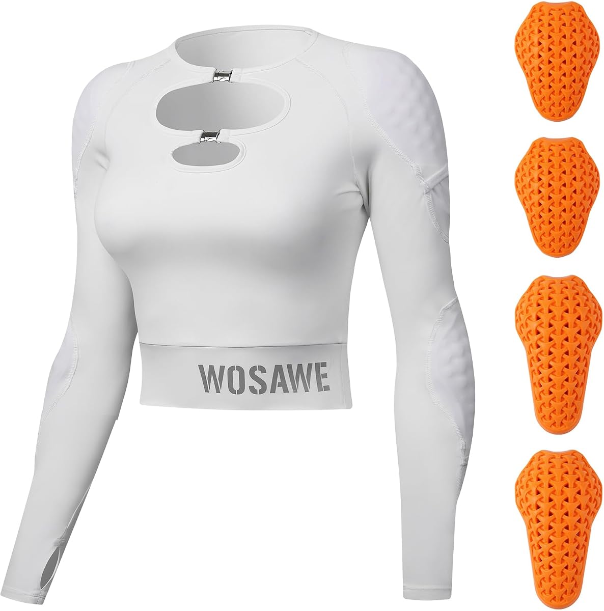WOSAWE Chaqueta de motocicleta para mujer, jersey corto con media cremallera, camisa acolchada de verano para moto, equipo para montar en scooter