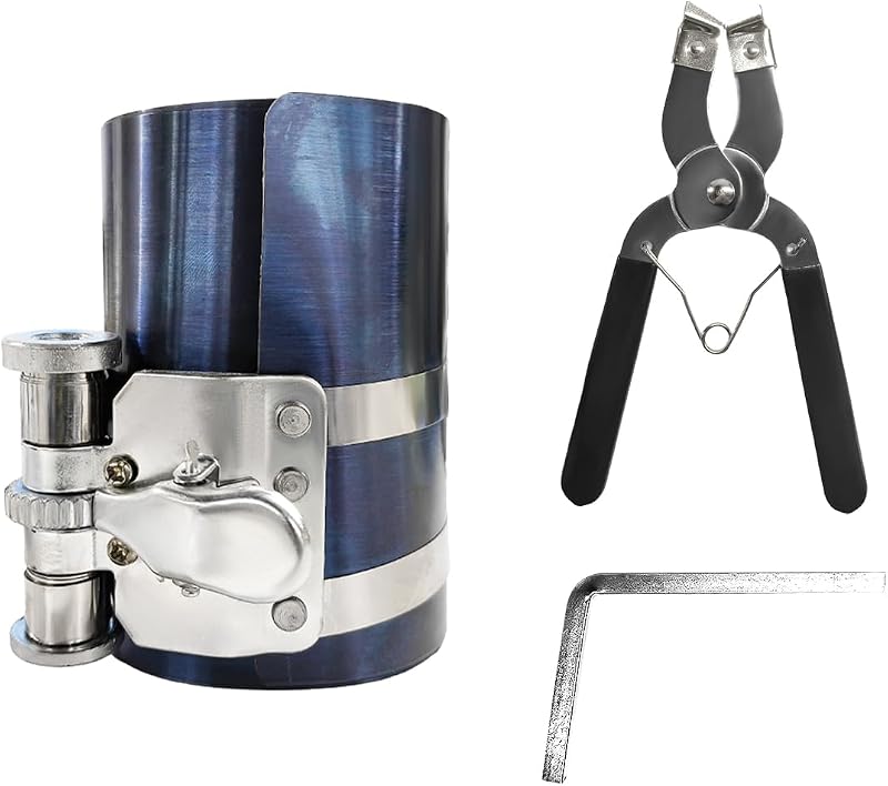 Compressor de anéis de pistão povtii para motor automotivo com catraca e alicate – Kit