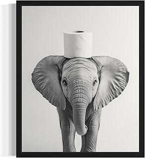 Elephant Bathroom Wall Art Print Poster, Animal Restroom Decor Posters Prints Home Picture Painting Artwork Gallery 9 (Elephant, 8 x 10 inches, Unframed)