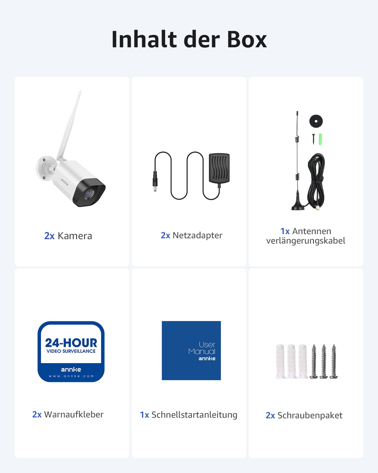 ANNKE Kamera do monitoringu 4K / 8 MP WLAN, do użytku na zewnątrz, kamera IP, bezprzewodowa kamera monitorująca z zasilaczem, kompresja wideo H.264+, kompatybilny zestaw 4/10/16CH WLAN kamera do