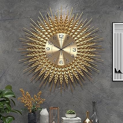 DAYDAYART 28 Inch Gold Large Wall Clock Decorative Metal Mid Century Wall Clocks, Modern Big Silent