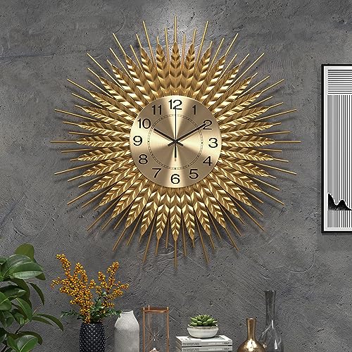 DAYDAYART 28 Inch Gold Large Wall Clock Decorative Metal Mid Century Wall Clocks, Modern Big Silent