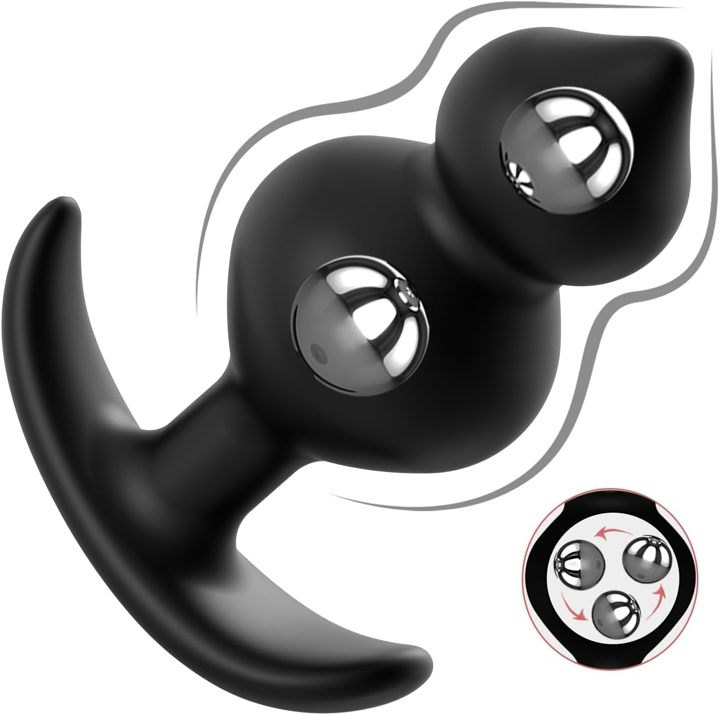 Long-Term Wearable Weighted Butt Plug with 2 Balls - Silicone Anal Beads for Beginners & Advanced Users (L)