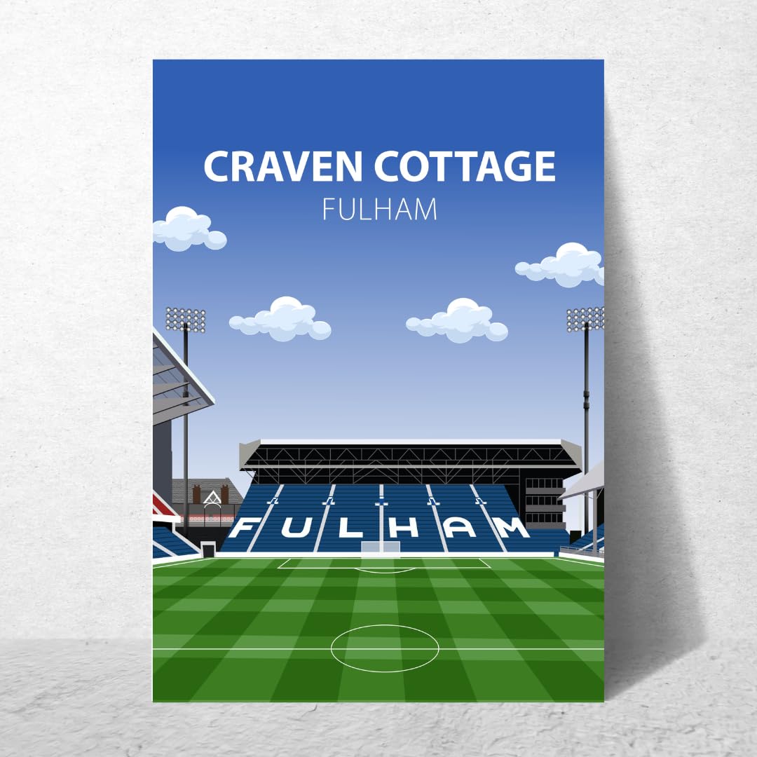 Craven Cottage Stadium Poster, Fulham FC Wall Art, Framed or Print Only (A3 Print Only, Unframed)