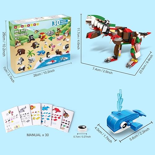 Miniatura 8 de HOGOKIDS 30 Packs Valentines Day Party Favors for Kids - 867PCS Animal Building Blocks Sets for Valentines Classroom Gifts Prizes Goodie Bag Fillers