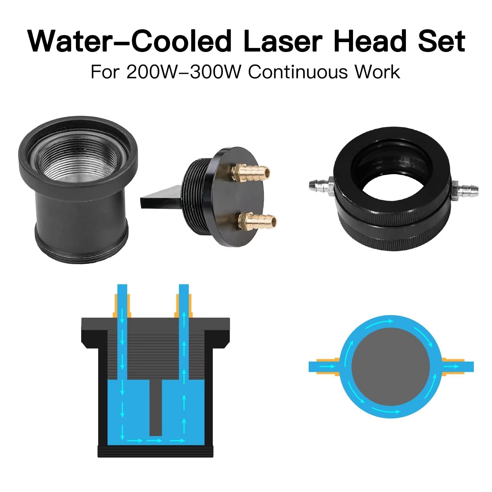 Set di Testine Laser CO2 Raffreddate ad Acqua Con 1 PZ Lente di Messa A Fuoco Dia.25mm FL50.8mm e 3 PZ Cu/Specchio di Rame Dia.30mm per Laser Engraver Cutter Macchina