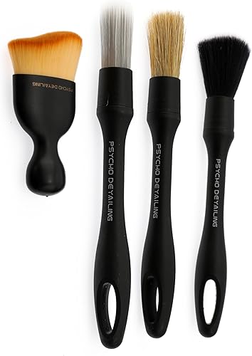 Psycho Detailing Car Detailing Brush Set – 4 PCS (Ultra-Soft to Hard) | Professi