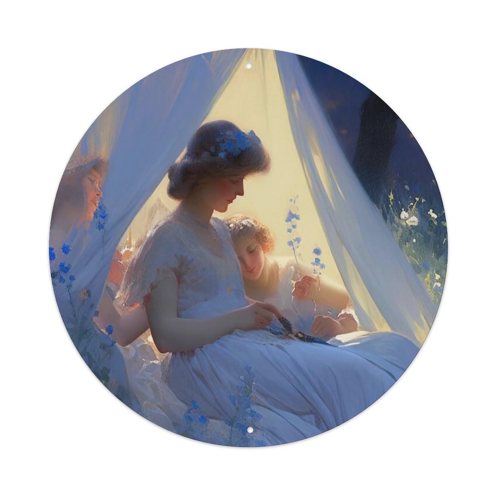 Oil Painting Style Beautiful Woman Metal Tin Sign