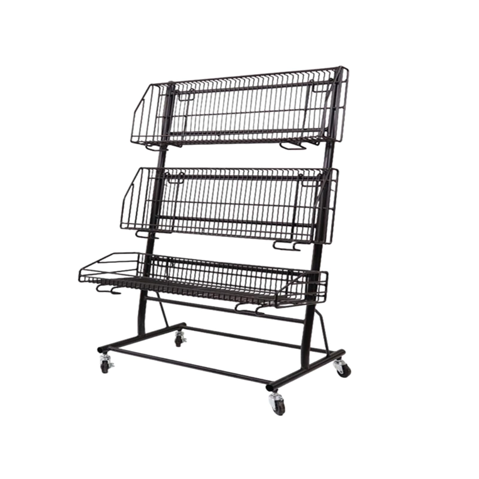 Espositore Per Vendita Al Dettaglio A 3 Livelli, Scaffale Per Cestini Di Frutta E Verdura Con Struttura In Metallo Rinforzato, Scaffale Per Negozio Al Dettaglio Per Negozio Di Casa(90cm)