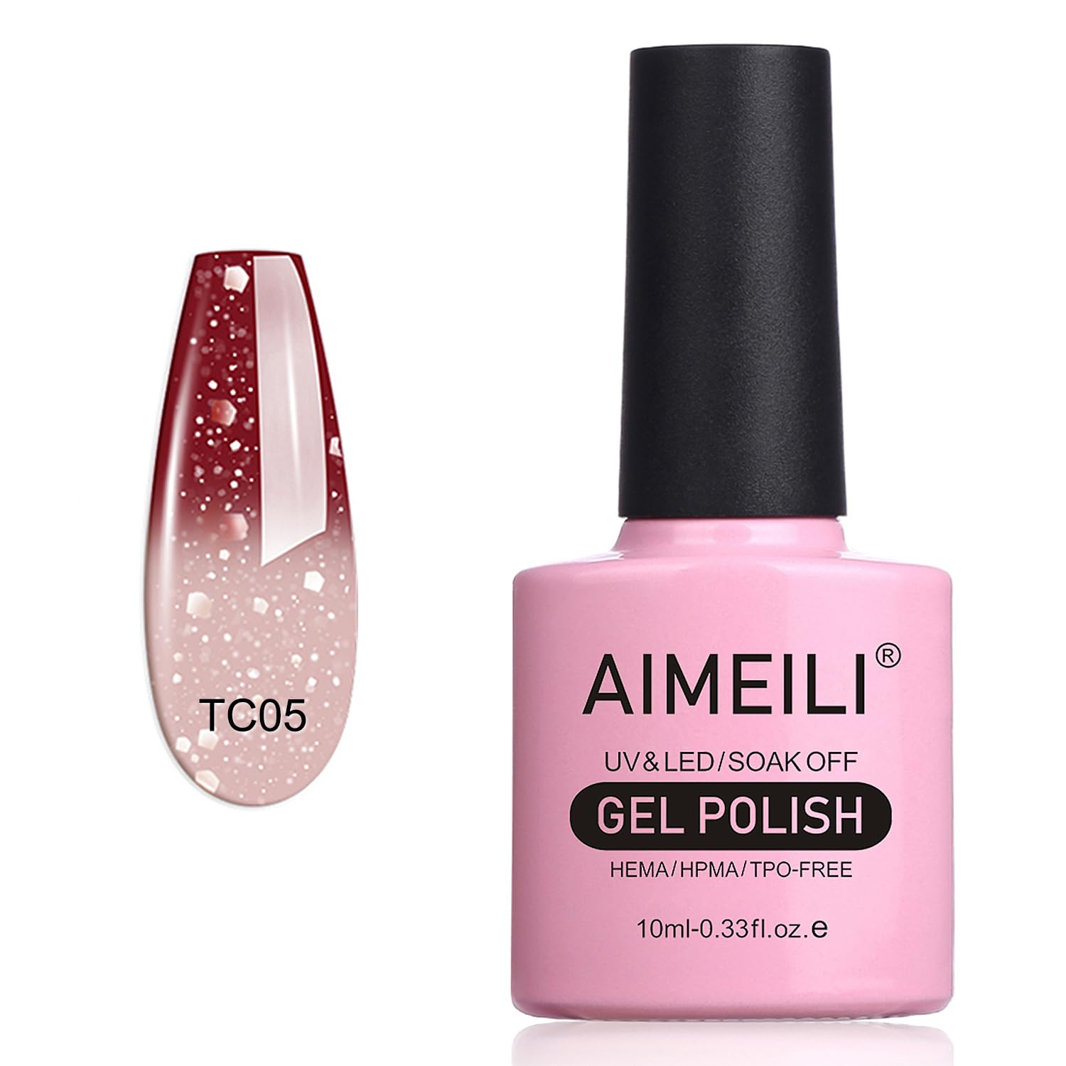 AIMEILI Soak Off UV LED Temperature Colour Changing Chameleon Gel Nail Polish Glitter - Chocolate Spark (TC05) 10ml
