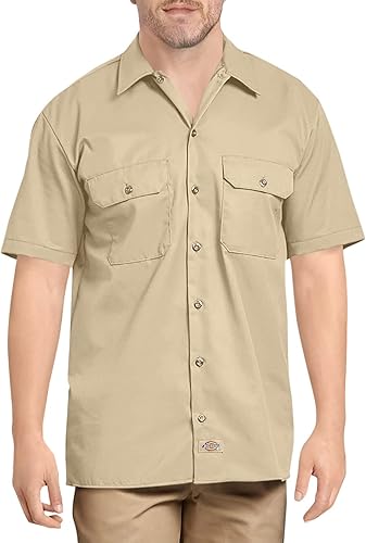 Dickies Men’s Short Sleeve Work Shirt – Durable Twill Button Down Shirts for Men, Lightweight Uniform for Daily Wear
