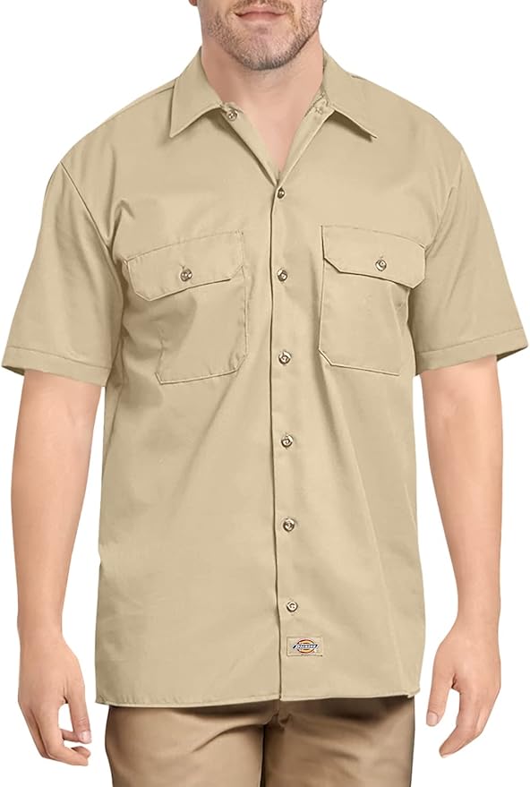 Dickies Men’s Short Sleeve Work Shirt – Durable Twill Button Down Shirts for Men, Lightweight Uniform for Daily Wear