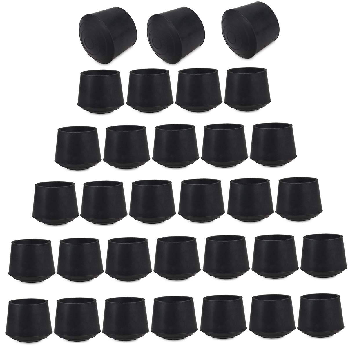 CBTONE32 Pack Round Chair Leg Caps Black Black CBUS-ChairLegCaps-32PCS-Black