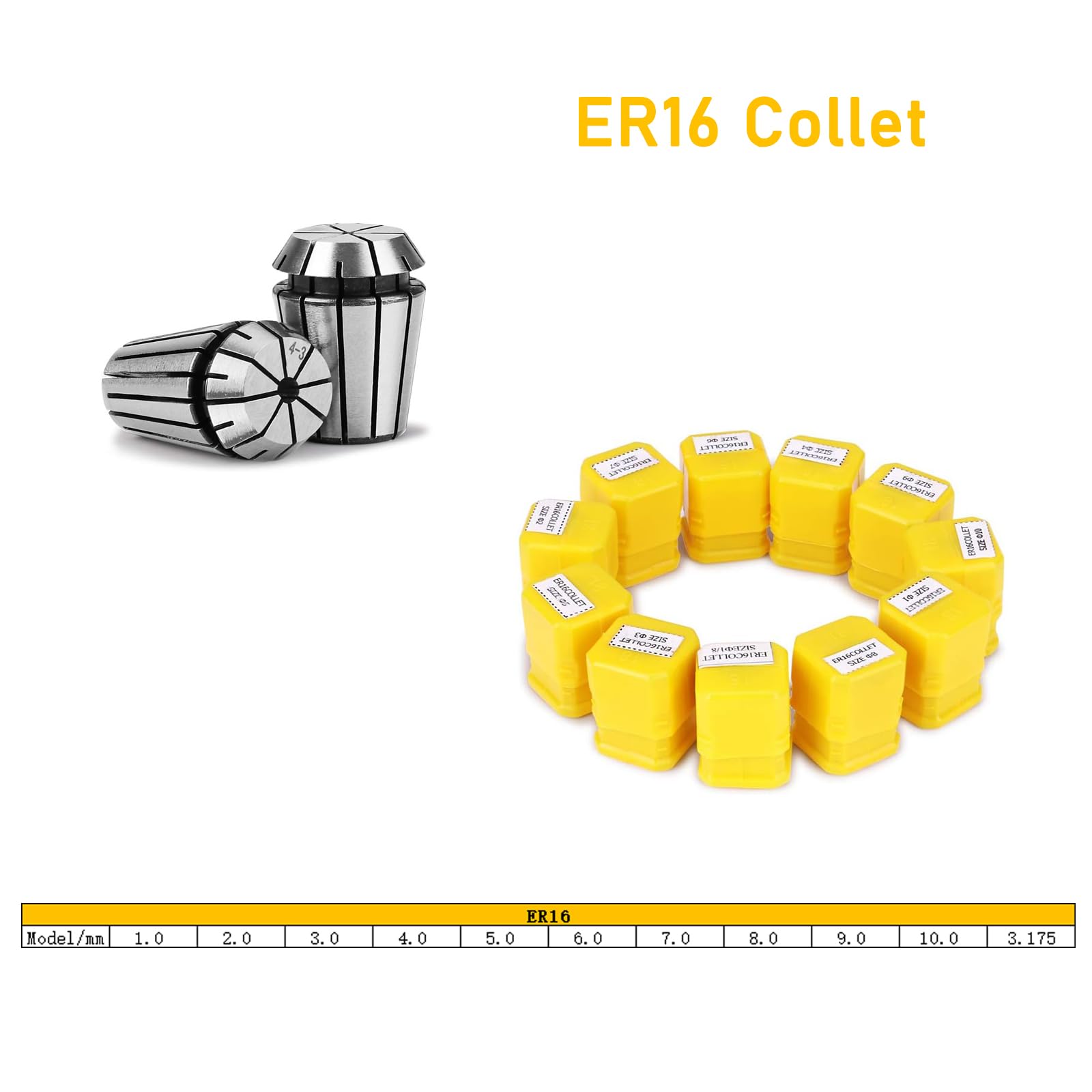 Ensemble de pinces ER16, 11 PCS ER16 pince de serrage 1-10mm ER-16 pince à ressort pour machine de gravure CNC et outil de fraisage de tour par craftsman168