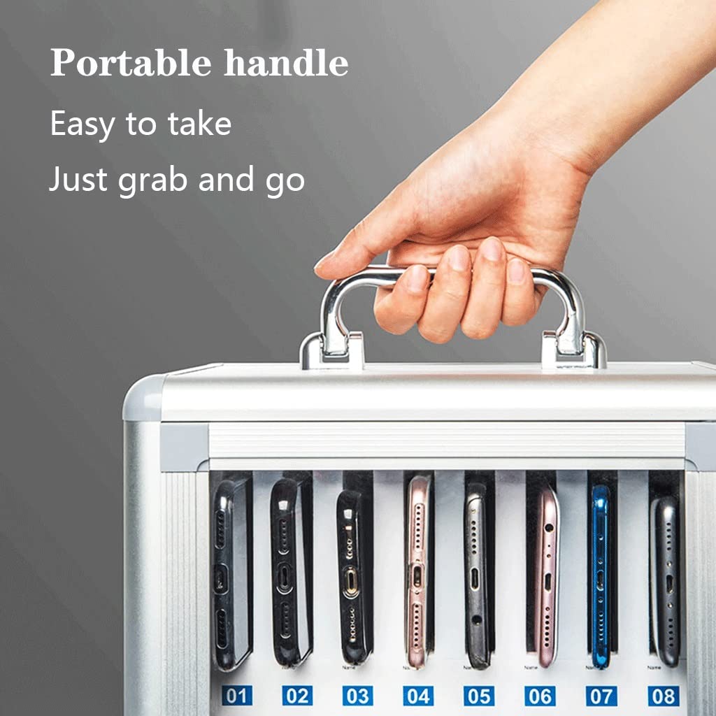 icVantA Cell Phones Storage Cabinet,12/24/36/48/60 Slots Aluminum Alloy Clear Cell Phones Storage Cabinet,Wall-Mounted Mobile Phone Organizer with Locks,Can Be Carried by Hand (Silver 60)