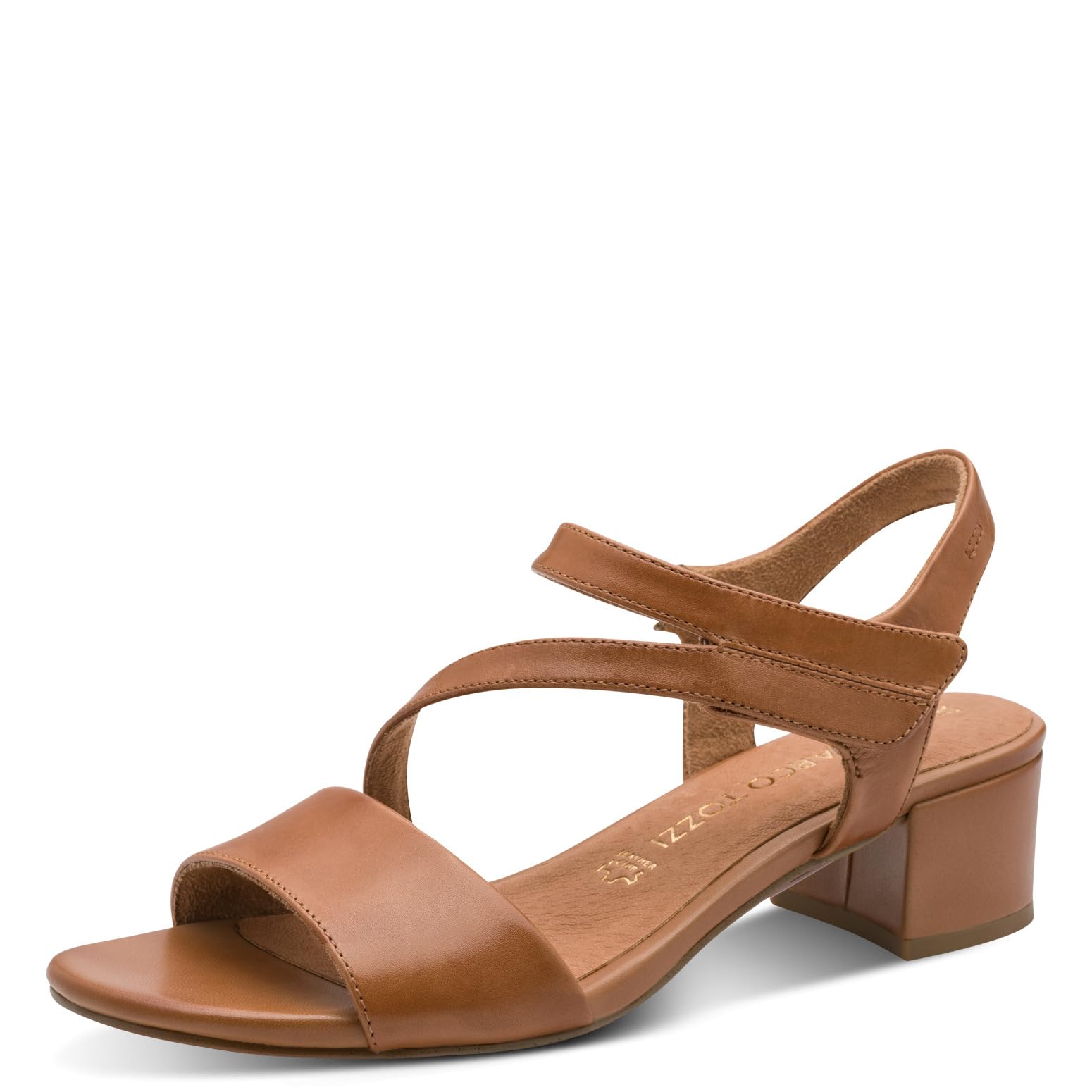 MARCO TOZZI women's sandal soft Feel Me footbed leather soft lining stylish, brown (COGNAC), 5.5 UK