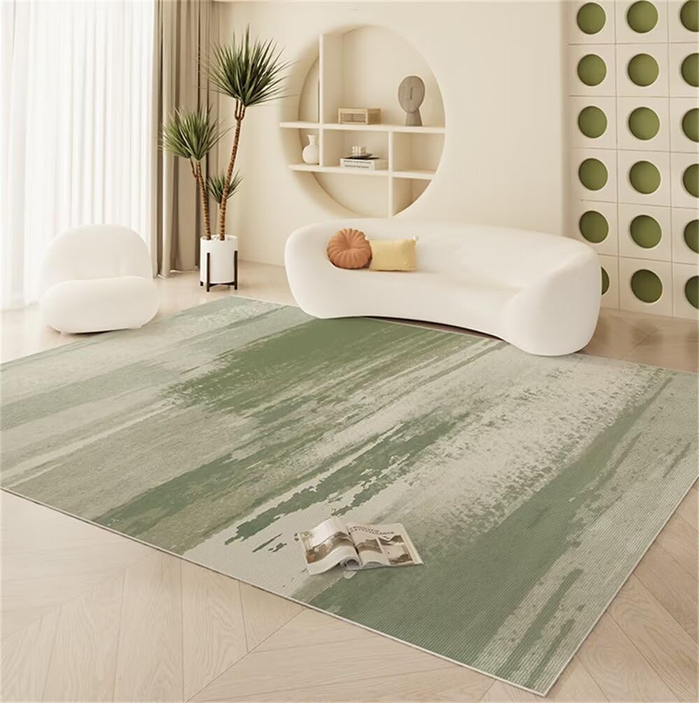 Tapis salon lavable 200x300 cm vert rectangulaire abstrait