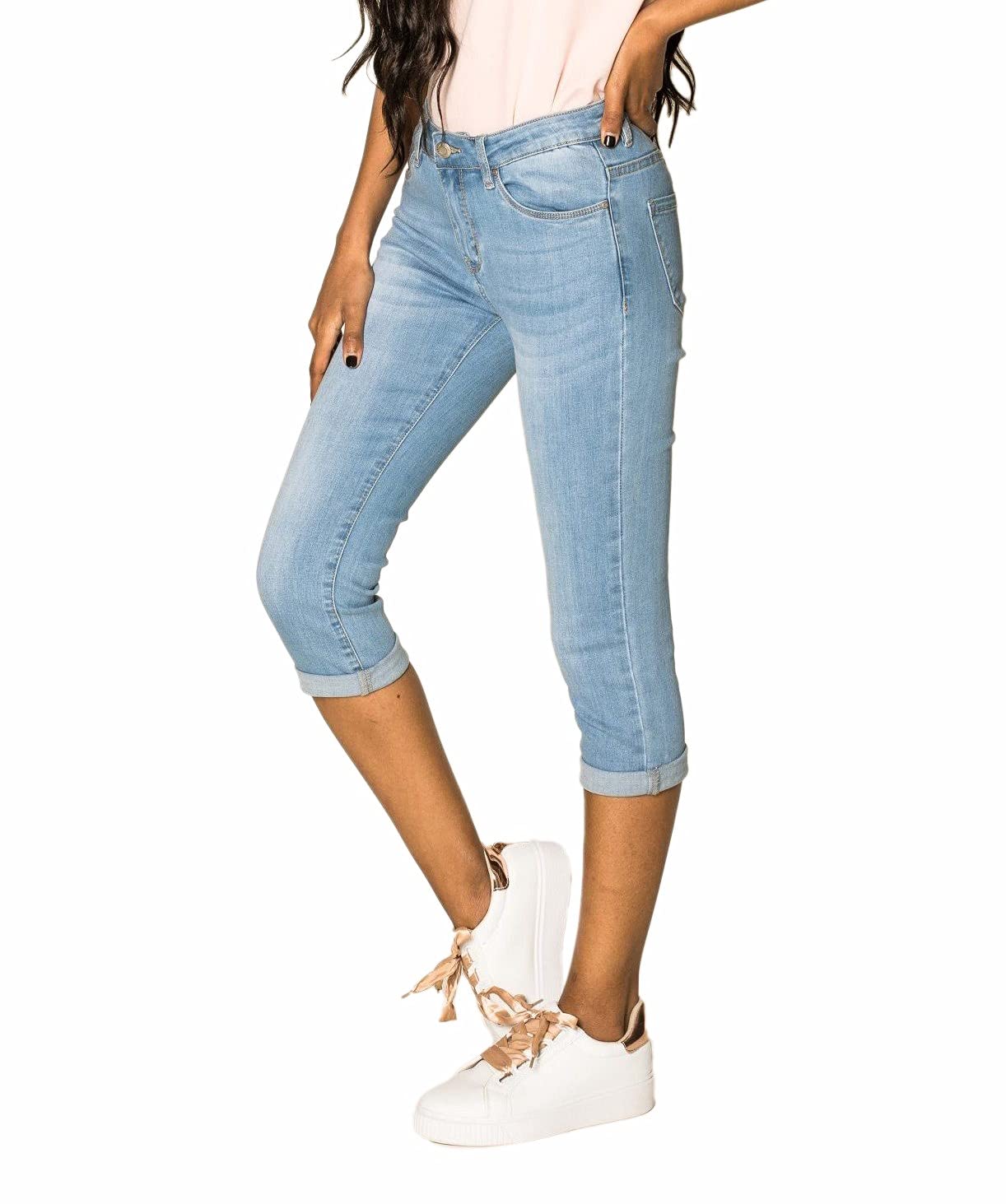 Nina Carter P132 - Pantalones vaqueros para mujer, corte ajustado, cintura alta, aspecto desgastado, efecto lavado