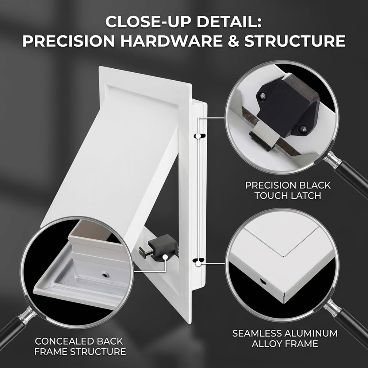 Trampilla Pladur de Aluminio Premium con Sistema Magnético a Presión, Puerta de Inspección Metálica para Paredes, Panel de Registro para Climatización y Cuadro Eléctrico(Negro,300 x350 mm)