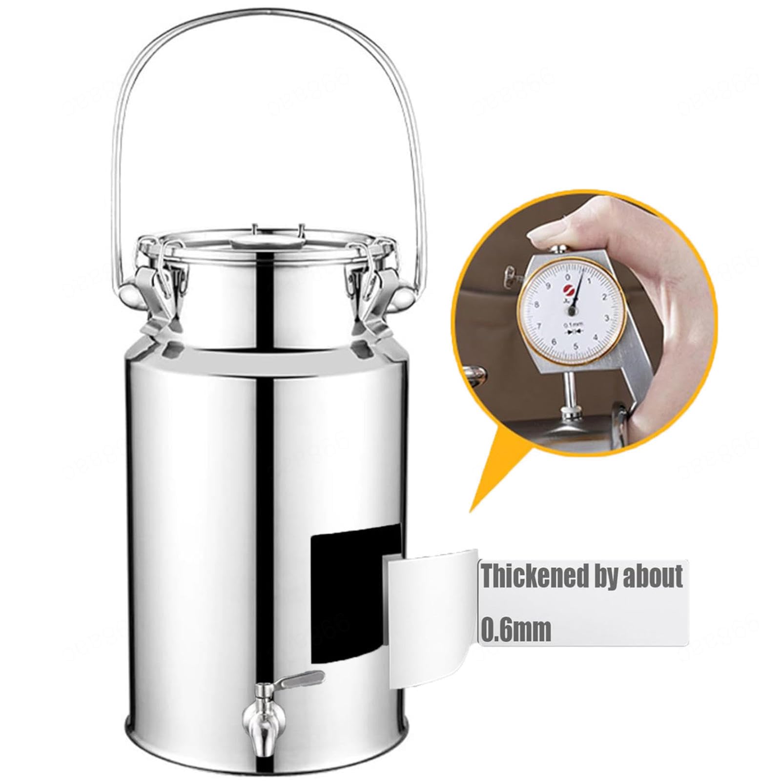 contenitore olio acciaio con rubinetto taniche di latta per olio da contenitore per latte in acciaio inox per cucina e uso domestico,A-15Liters