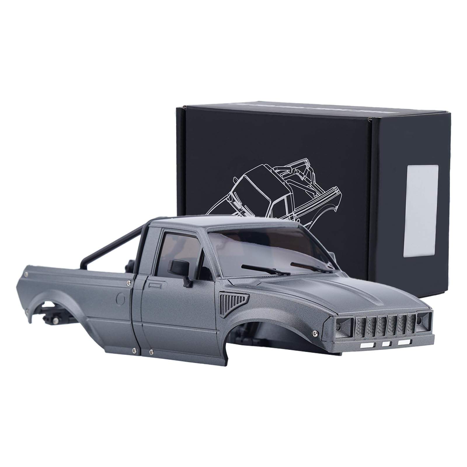 DJX SCX24 Body Shell with Bed Rack for Axial SCX24 C10 Bronco Wrangler Base Camp 1/24 RC Crawler Car (Gray)