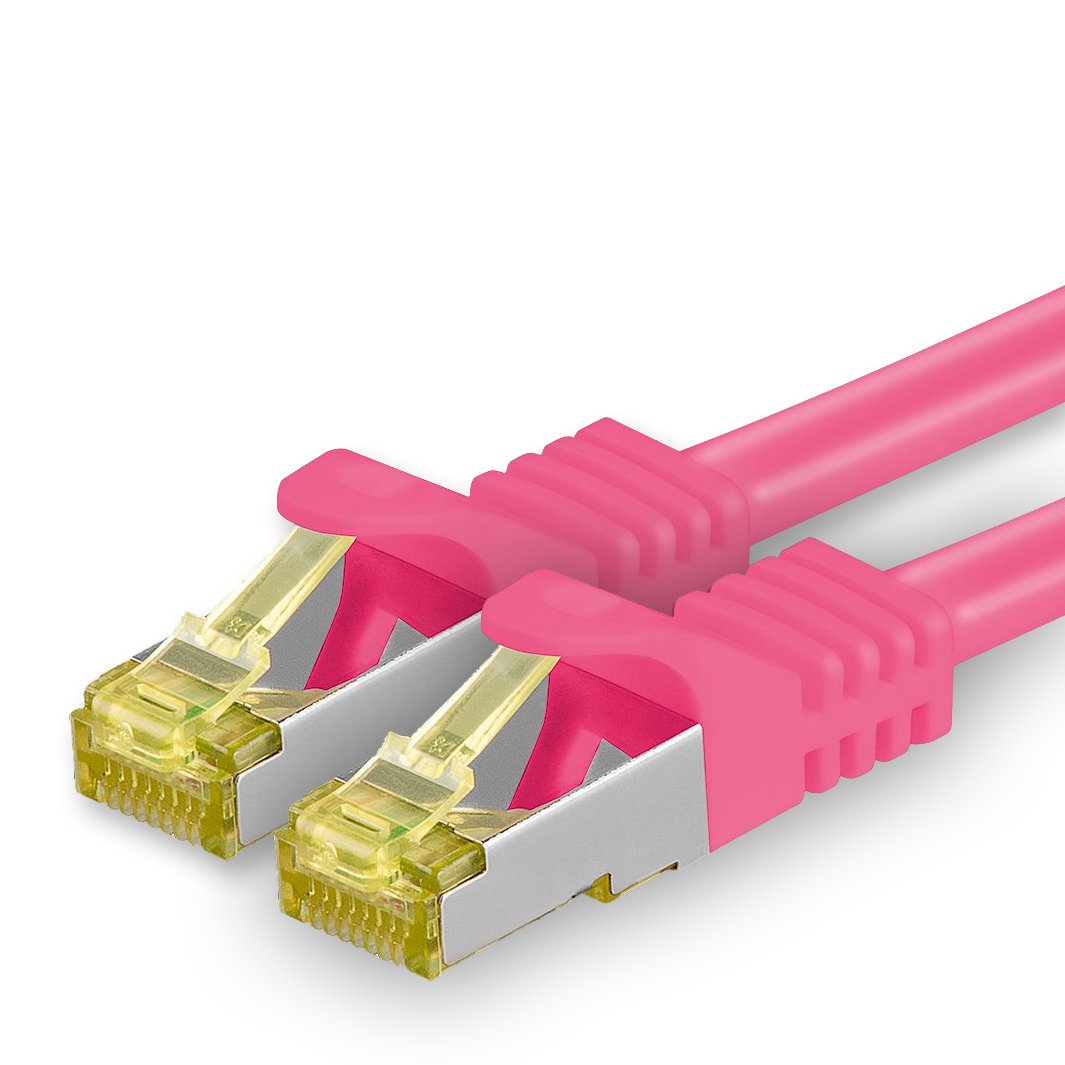 1aTTack.de Cat.7 Netzwerkkabel 1,5m Magenta 1 Stück Cat7 Ethernetkabel Netzwerk LAN Kabel Rohkabel 10 Gb s SFTP PIMF LSZH Set Patchkabel mit Rj 45 Stecker Cat.6a