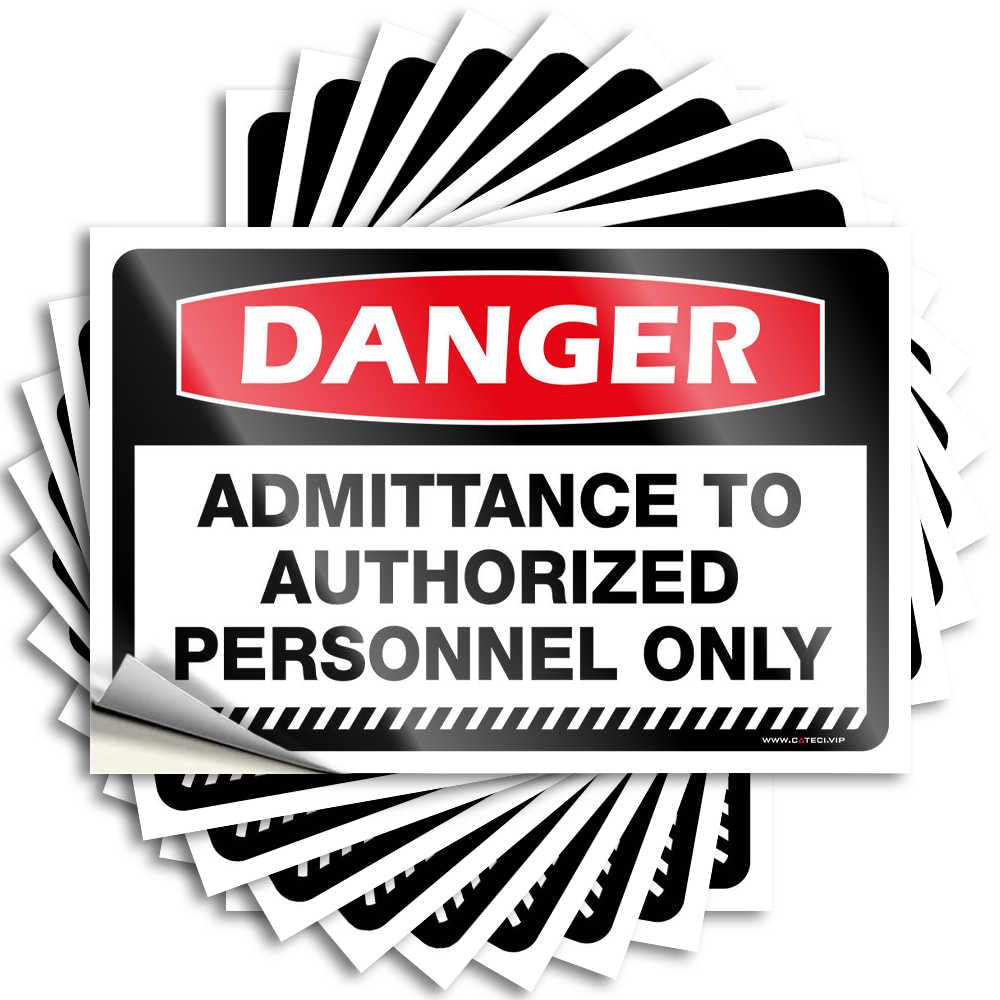 Danger Admittance to Authorized Personnel Only Stickers Decor for Bedroom | Motivational Water Removable Decal Pack(12X18CM)