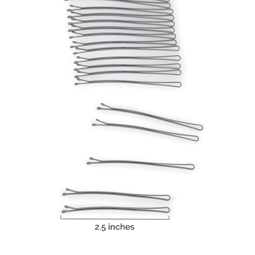 Miniatura 2 de Heliums Pines de bobina extra largos grises, pasadores de pelo lacio de 2.5 pulgadas, agarre suave a medio, 24 unidades