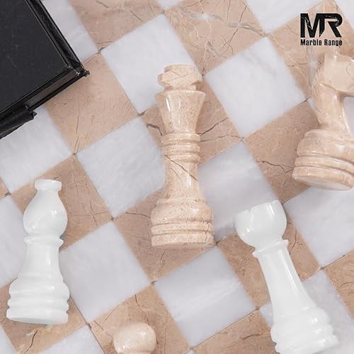 Miniatura 2 de Juego de ajedrez de mármol de 15 pulgadas hecho a mano blanco y Verona juego de mesa con caja de almacenamiento, juego de ajedrez de viaje clásico