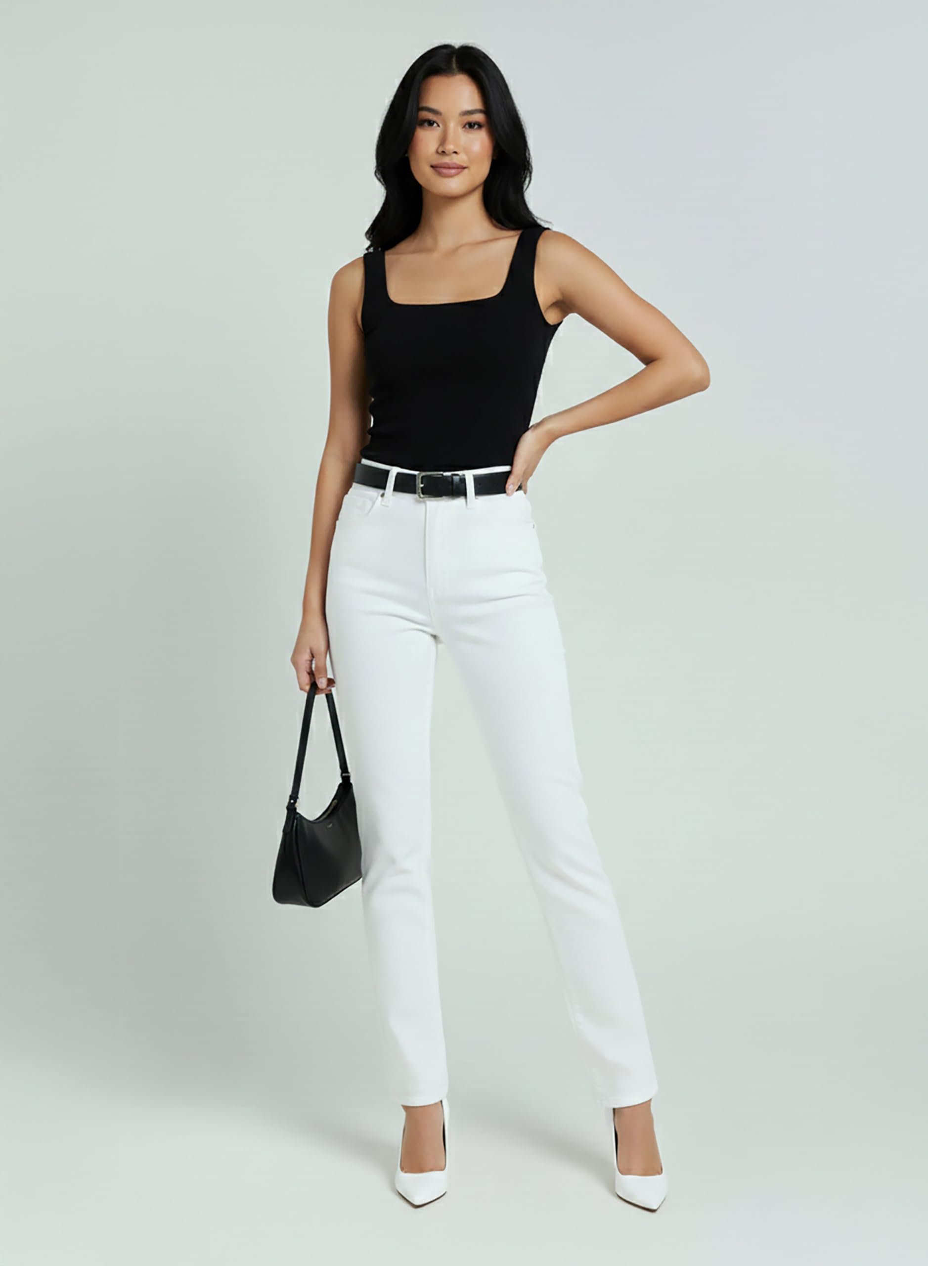 ESRA Straight Leg Jeans Damen Jeans High Waist – Premium Stretch Jeans Damen aus extra weicher Baumwolle
