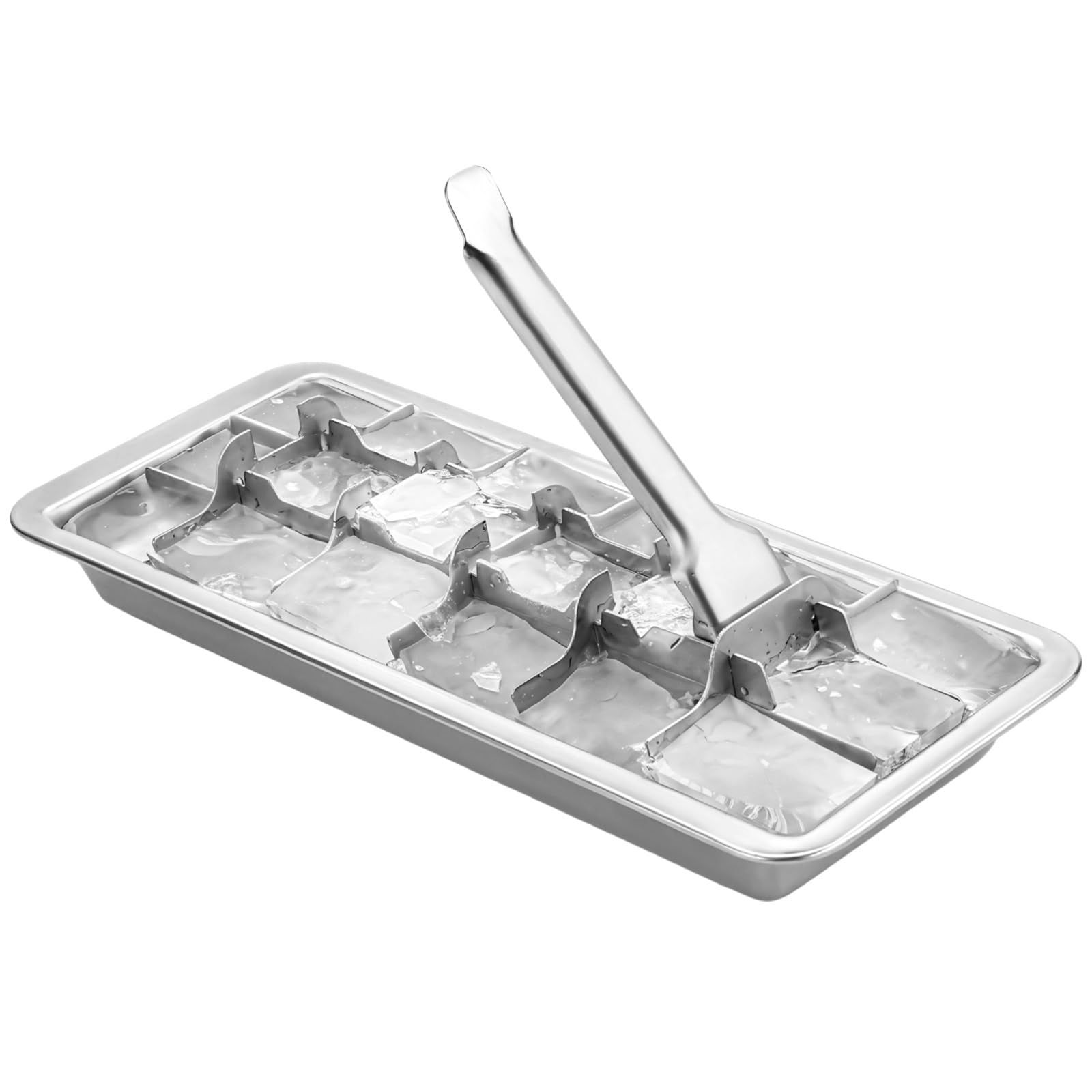 Edelstahl-Eiswürfelform, 18 Fächer DIY-Eisform mit Separator, Metall-Eiswürfelbereiter für Zuhause und Bar, ideal für Cocktails, Eiskaffee und Getränke