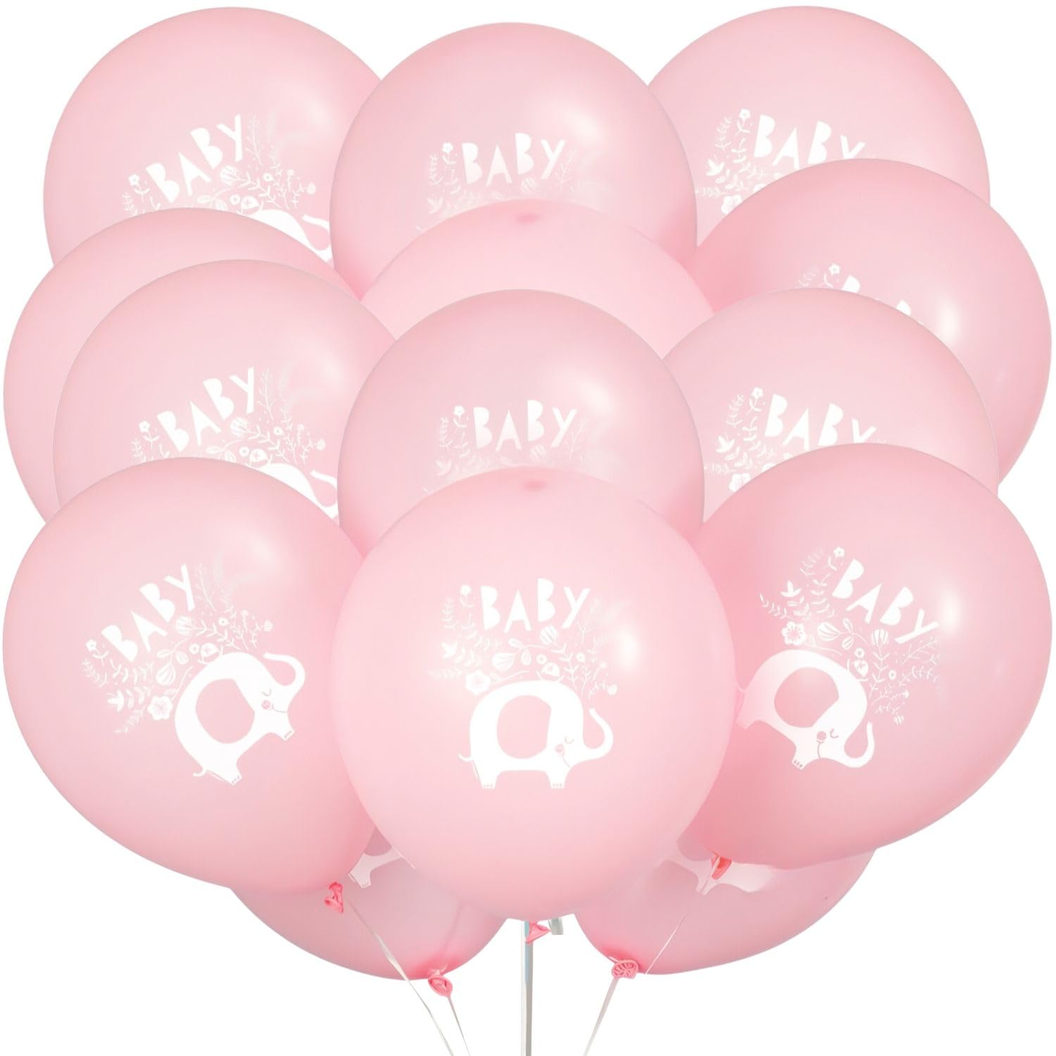 Stunning Pink Floral Elephant Latex Balloons (30cm)- Elegant & Unique Party Decor - Perfect for Celebrations - 8ct