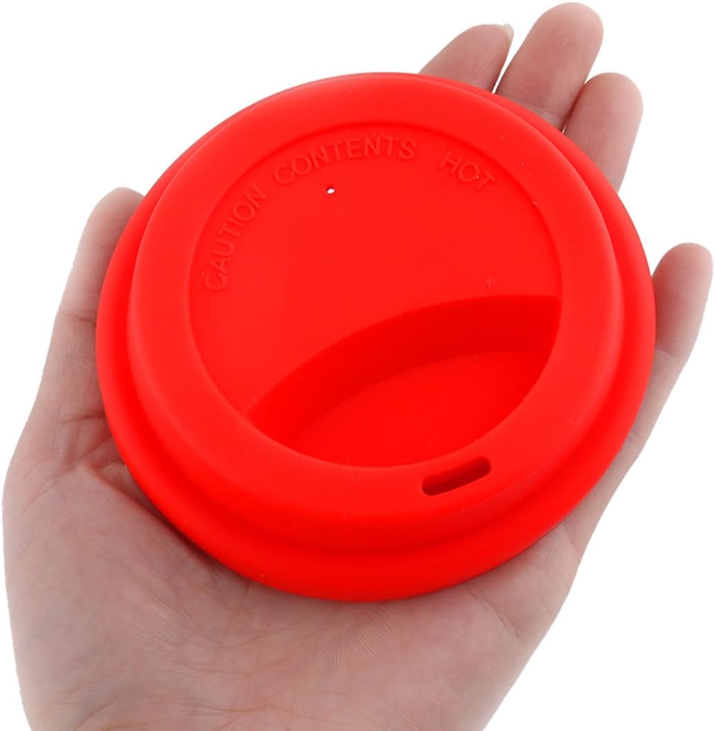 Sourcingmap Silicone Family Round Shaped Resuable Sealed Mug Lid Tea Coffee Cup Cover Red - Image 4