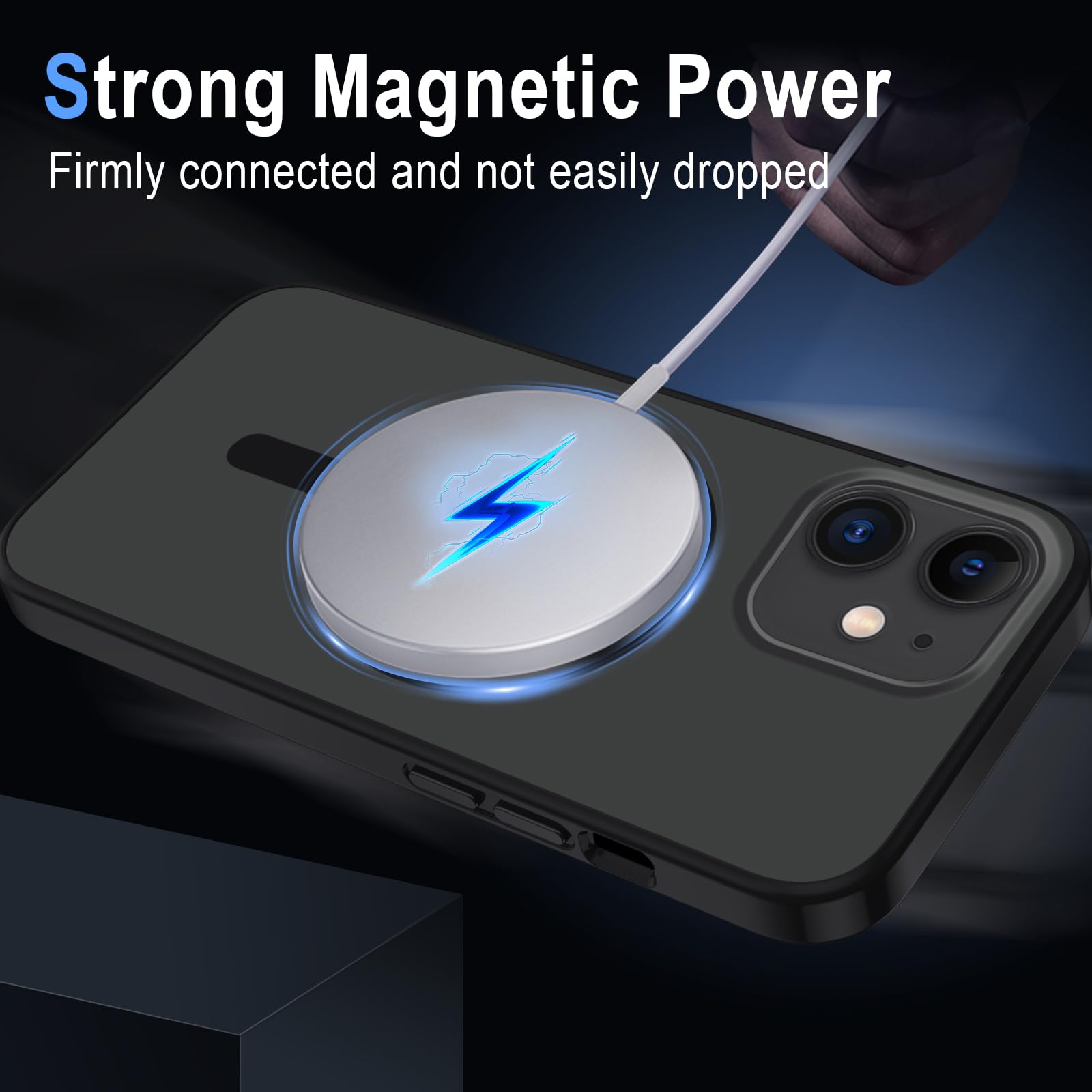 XTCASE Cover Magnetica per iPhone 12 Mini [Compatibile con MagSafe], Custodia Traslucida Opaca Posteriore Resistente ai Graffi TPU Bumper Antiurto Sottile Protettiva Case, Nero