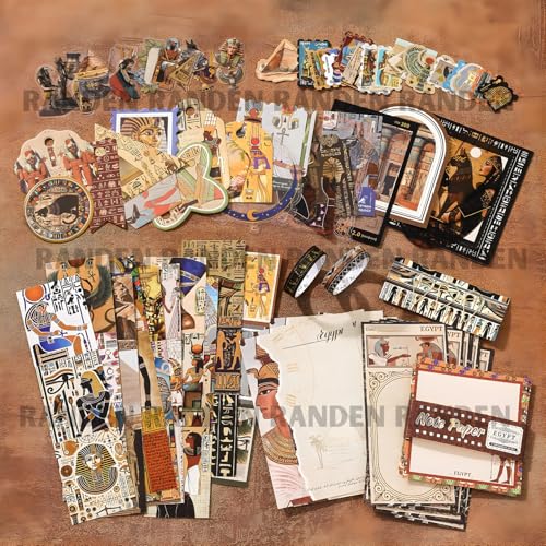 Image of RANDEN Egypt Journaling Kit, 346PCS Vintage Scrapbook & Stationery Set with Aesthetic Stickers, Ephemera Pack and Journal Supplies for Bullet Journals, Planners, Albums & Creative Crafts (Egypt)