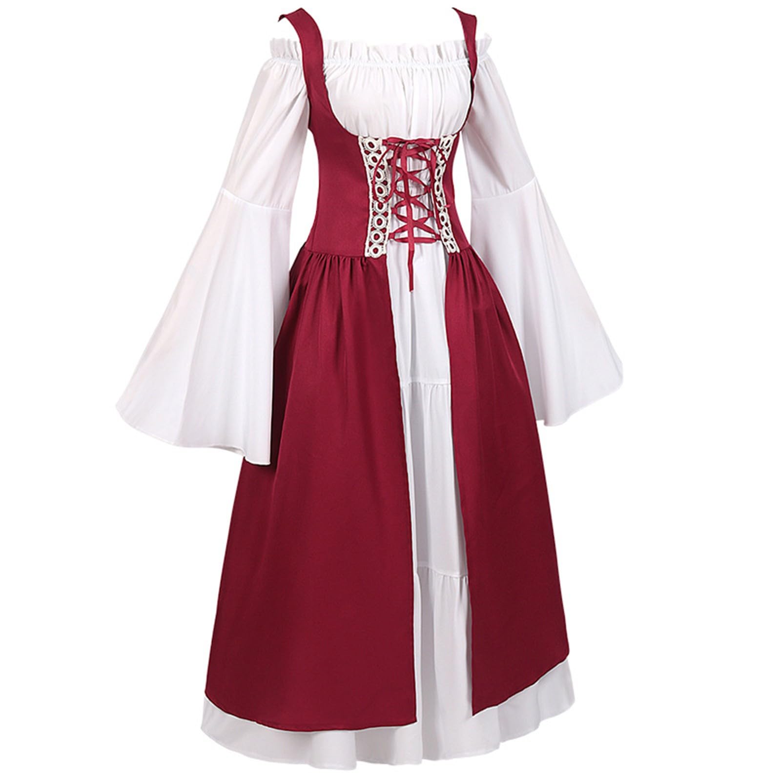 Genérico Vestidos Mujer Halloween Costume - Disfraz Medieval para Mujer Vestido Largo Disfraces De Hombros Descubiertos sobre Cosplay Vestido Retro