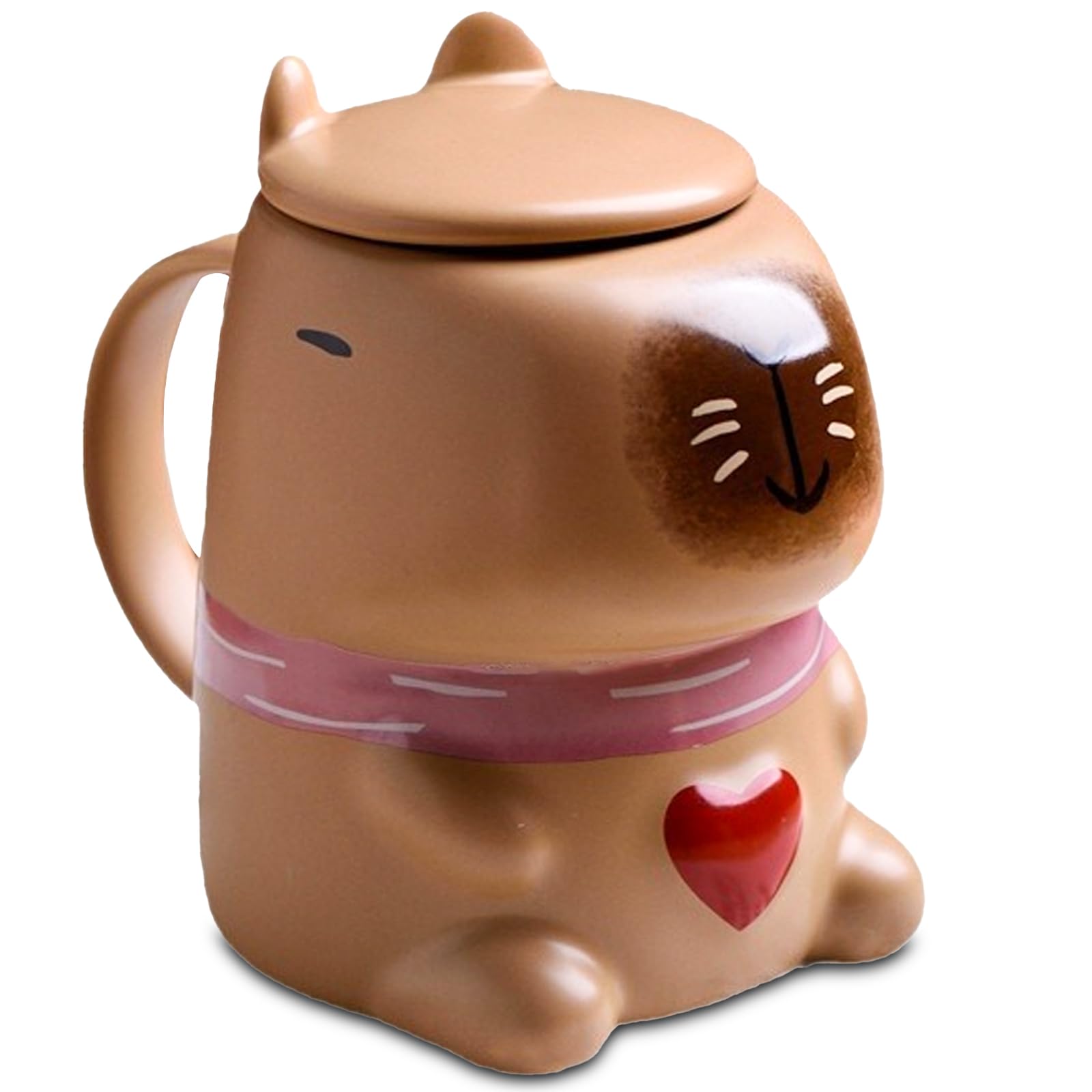 ZONSUSE Capybara Coffee Cup, Capybara Mug with Lid, Cartoon Capybaras Shaped Mug, Novelty 3D Ceramic Mugs