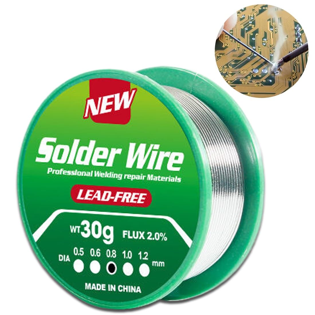 Stagno per Saldare Elettronica, Filo a Saldare Senza Piombo, Filo di Saldatura a Nucleo di Colofonia, Solder Wire con Flussante, Sn99.3/Cu0.7, 30g/0,8mm per Saldatura Elettrica Riparazione