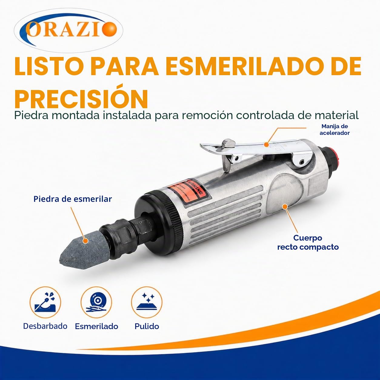 ORAZIO Kits de Amoladoras rectas de Aire 16 Piezas, Mini Amoladora Recta Neumática para Reparación de Neumáticos y Otras Aplicaciones, con Accesorios de 3mm 6mm 212505B