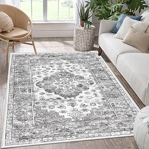 Enyhom Vintage Wohnzimmer Teppich, 90 x 150 cm Bohemian Flauschiger Kurzflor Teppich Superweich...