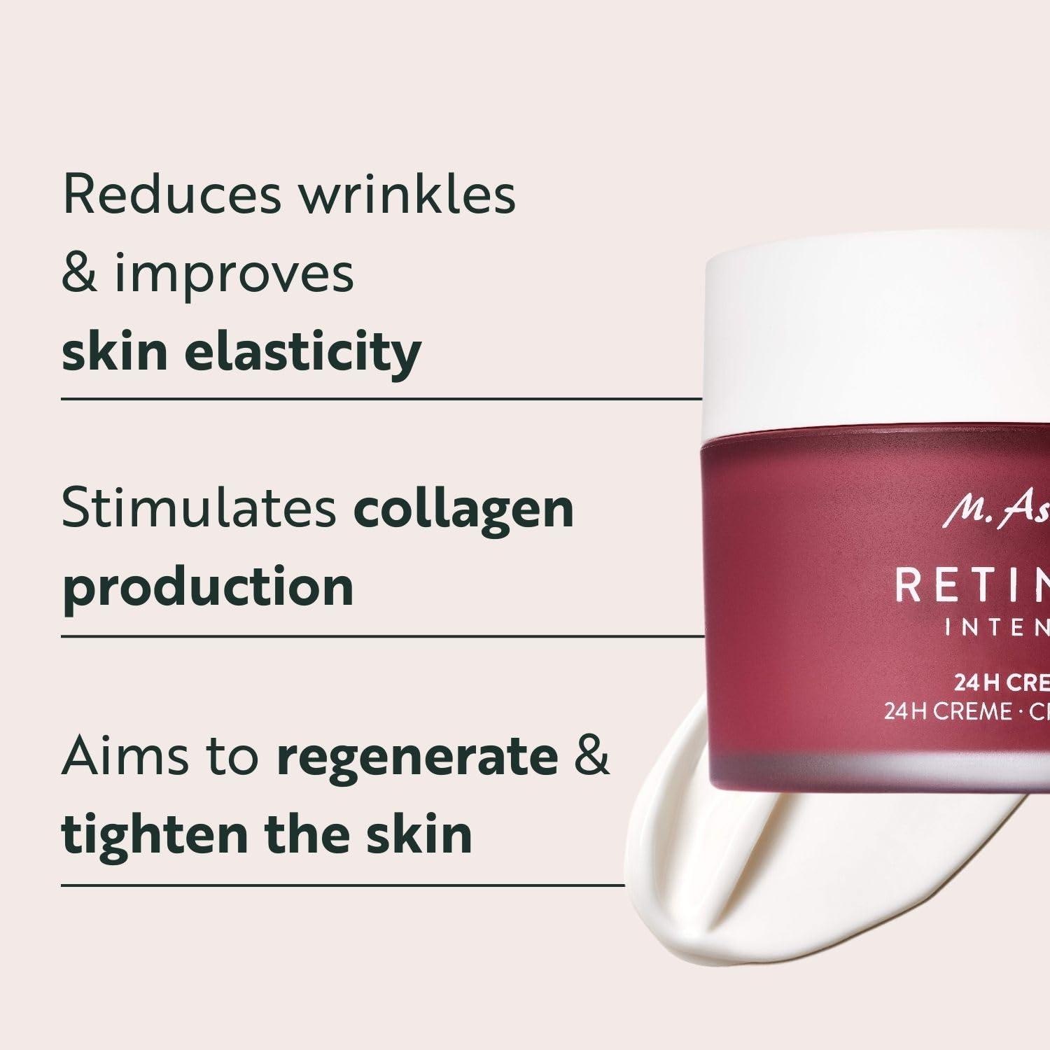 M. Asam Retinol Intense krem 24h (100 ml) – pielęgnujący krem do twarzy skutecznie wygładza zmarszczki i zapobiega oznakom starzenia się skóry, z kwasem hialuronowym i masłem shea, wegański krem