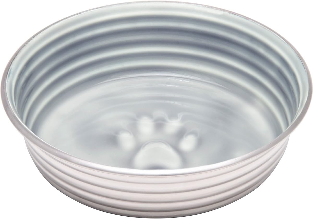 Loving Pets Le Bol Glazed Interior Stainless Steel Dog Bowl Non-Slip Dishwasher Safe Durable Pet Dish - Parisian Grey - X-Small (275 ml)