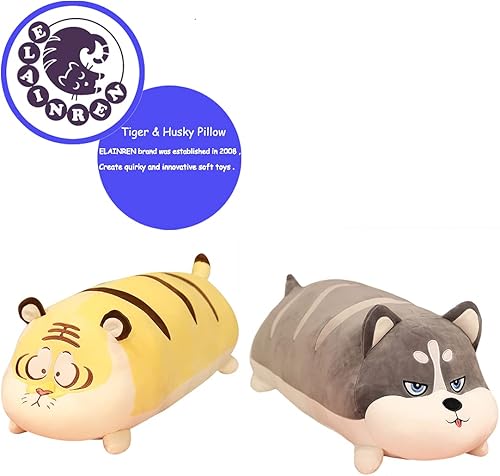 Miniatura 6 de Gordito Siberiano Husky de peluche de Alaska Malamute de 23.6 pulgadas, almohada de cuerpo de perro de peluche grande y realista, cojín de peluche