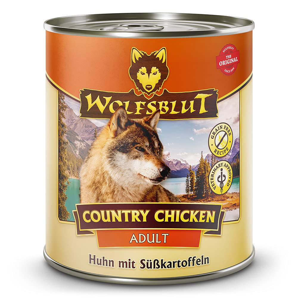 WOLFSBLUT – Huhn | Nassfutter mit wertvollen Superfoods für ausgewachsene Hunde. Alleinfutter ohne Zusatzstoffe in der Dose | 6x800g Huhn