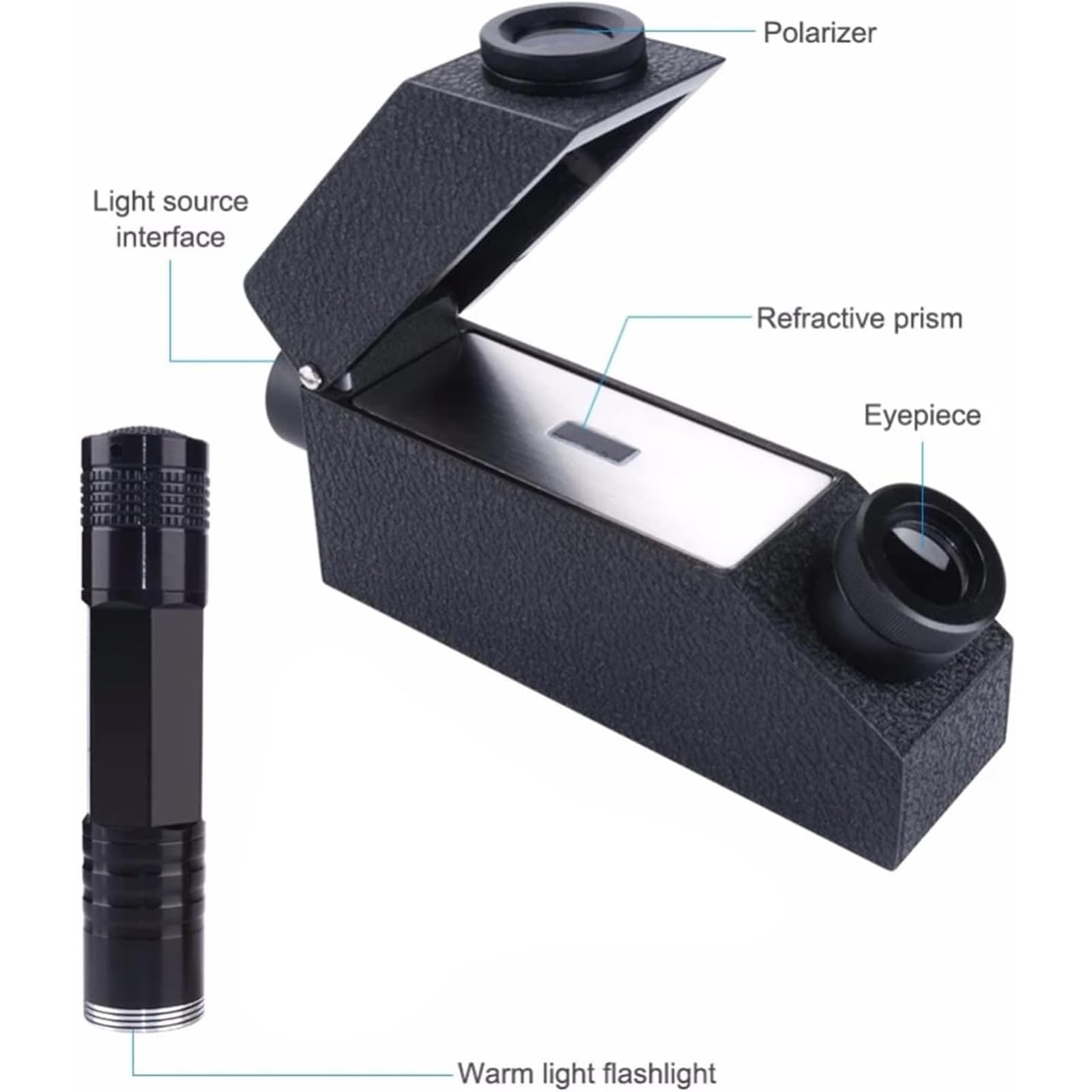 Refractómetro de piedras preciosas, detector de joyas de alta precisión con luz LED, índice de refracción de 1.30-1.80, error ± 0.003 para identificación y verificación de piedras preciosas
